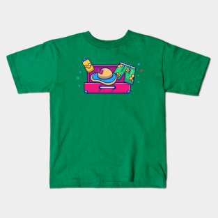 Suitcase With hat And swimsuit Cartoon Kids T-Shirt